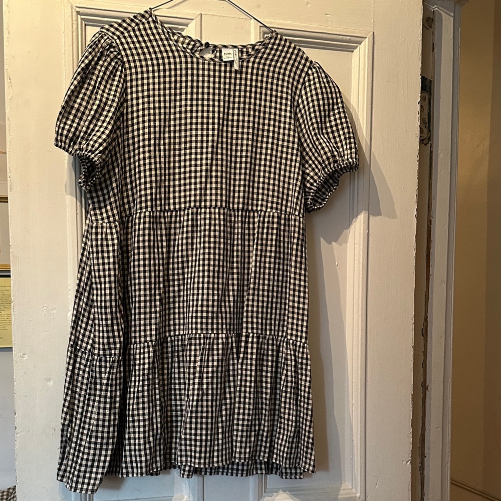 Twik black and white gingham tired mini dress